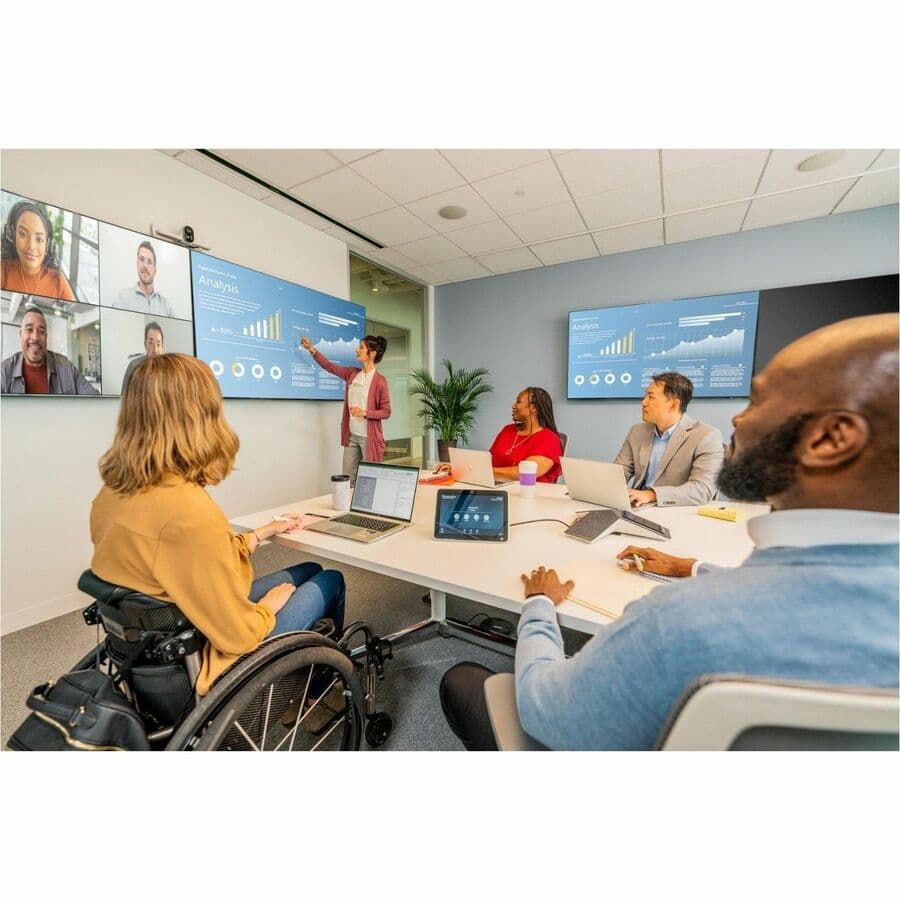 Poly Studio USB video bar with 4K camera, 120-degree field of view, and auto-tracking for small meeting rooms