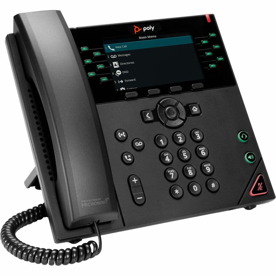 Poly VVX 450 12-line IP desk phone with color display and PoE support