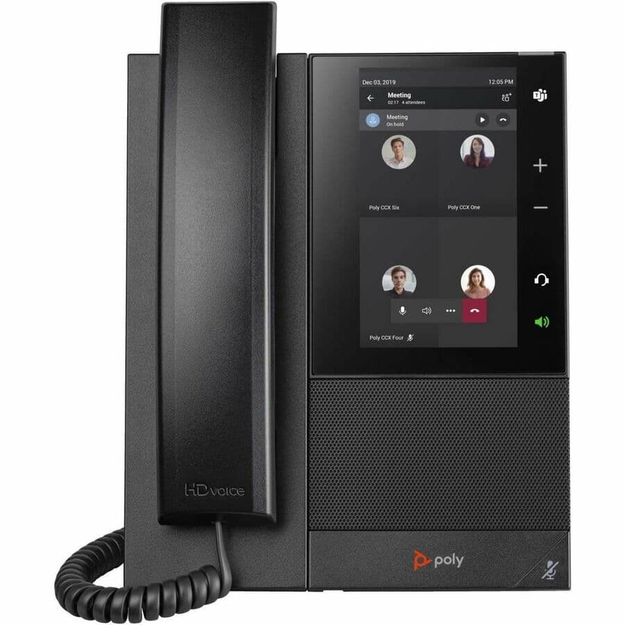 Poly CCX 500 business desk phone with PoE-E power for Microsoft calling environments