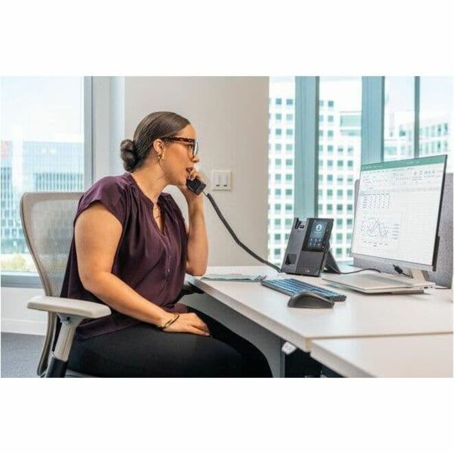 Poly CCX 500 business desk phone with PoE-E power for Microsoft calling environments