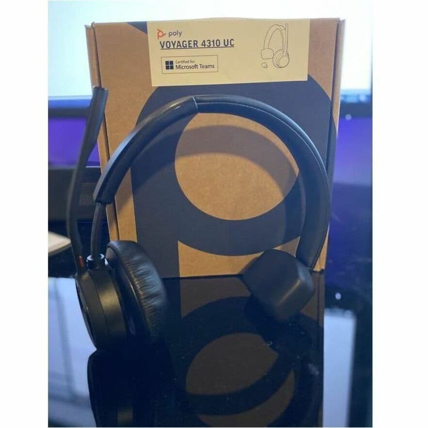 POLY Voyager 4310 USB-A wireless headset with BT700 dongle for enterprise calling, TAA US compliant