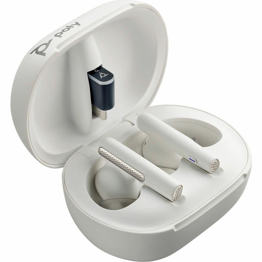 Poly Voyager Free 60/60+ white wireless earbuds two-piece set