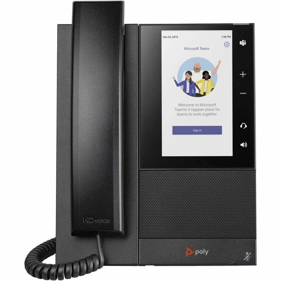Poly CCX 500 business desk phone with PoE-E power for Microsoft calling environments