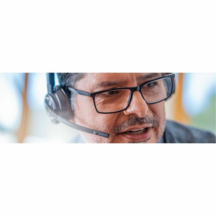 Poly Savi 8420 office stereo DECT headset with TAA compliance for enterprise calling