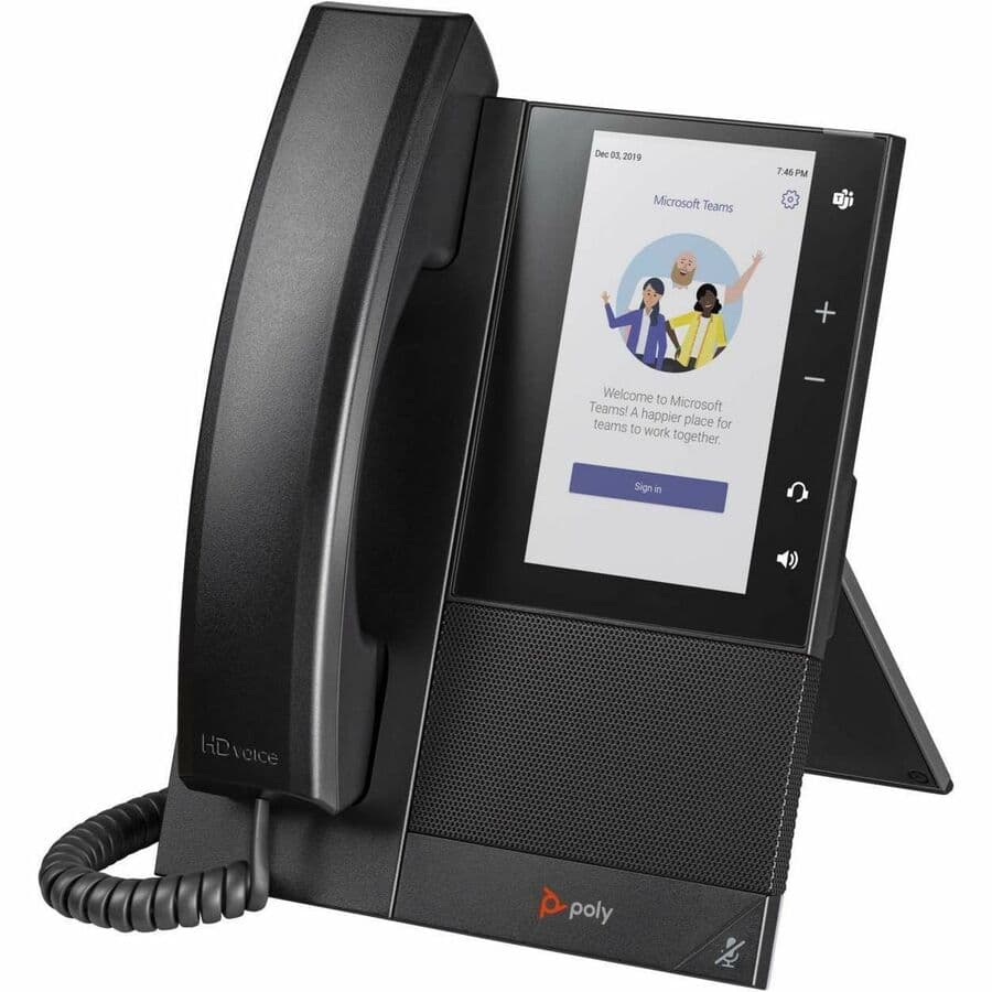 Poly CCX 500 business desk phone with PoE-E power for Microsoft calling environments