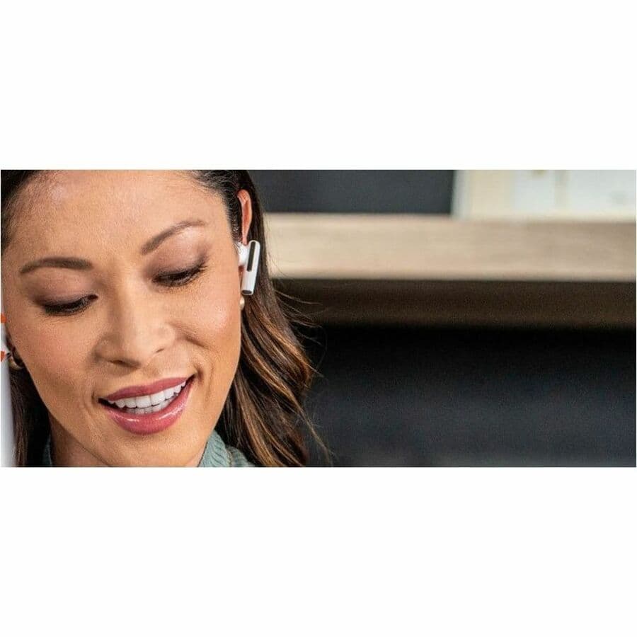 Poly Voyager Free 60 UC earbuds with BT700 USB-C adapter and basic charge case in White Sand