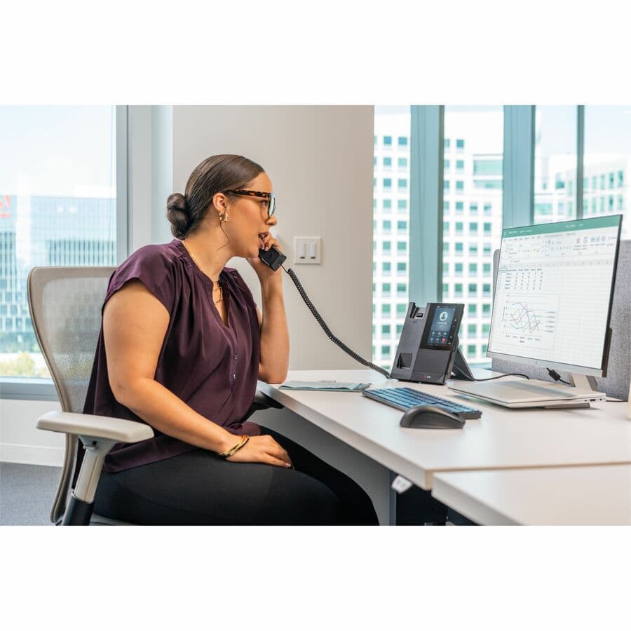 Poly CCX 505 business media phone with Open SIP and PoE support for enterprise desks