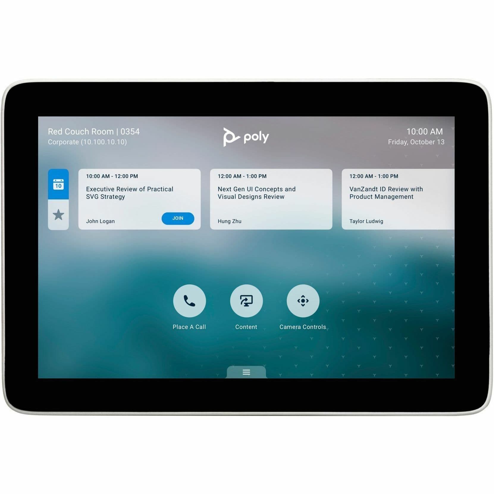 Poly TC8 touch controller for conference room video conferencing systems