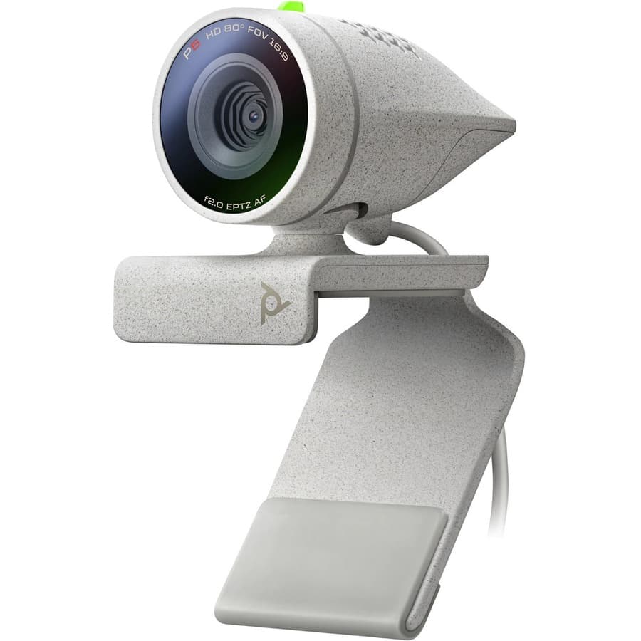 HP Poly Video Studio P5 webcam with privacy shutter and monitor clip for professional video meetings