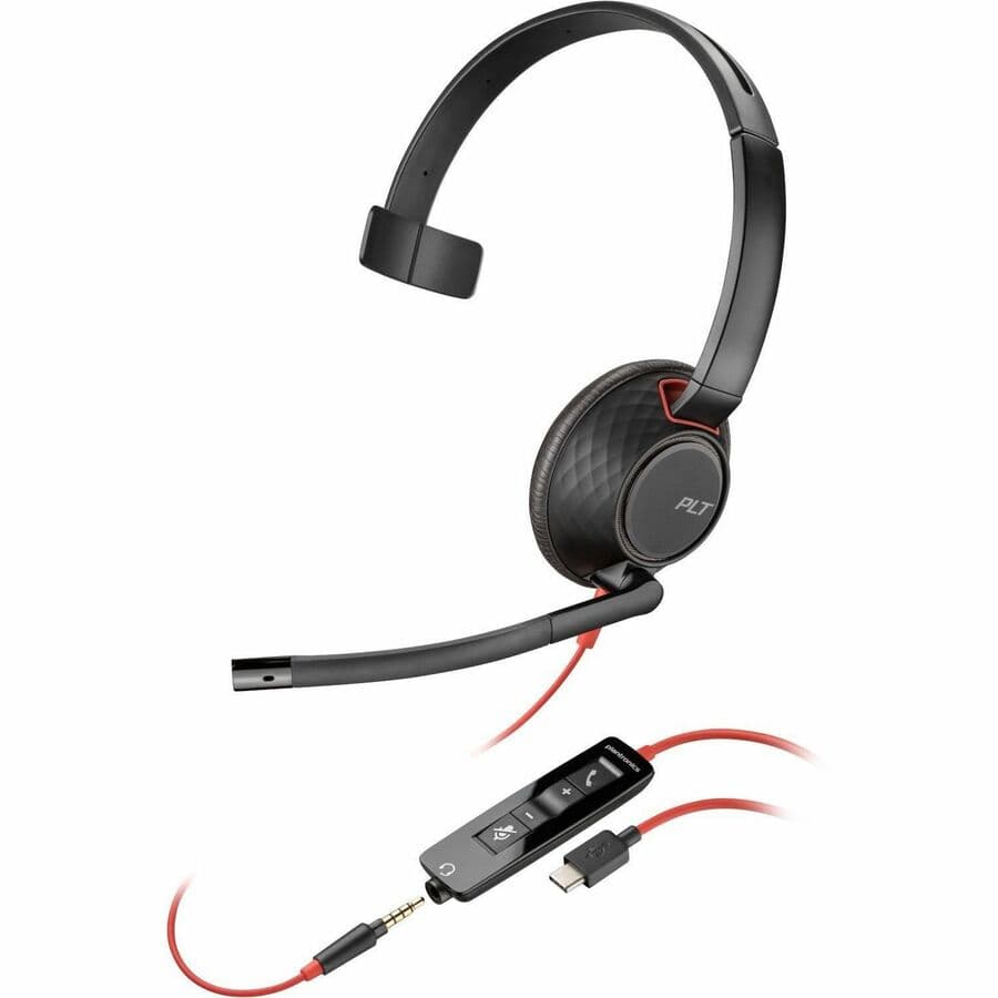HP POLY HEADSETS POLY BLACKWIRE 5210 HS +INC +USB-C/A TAA view 1