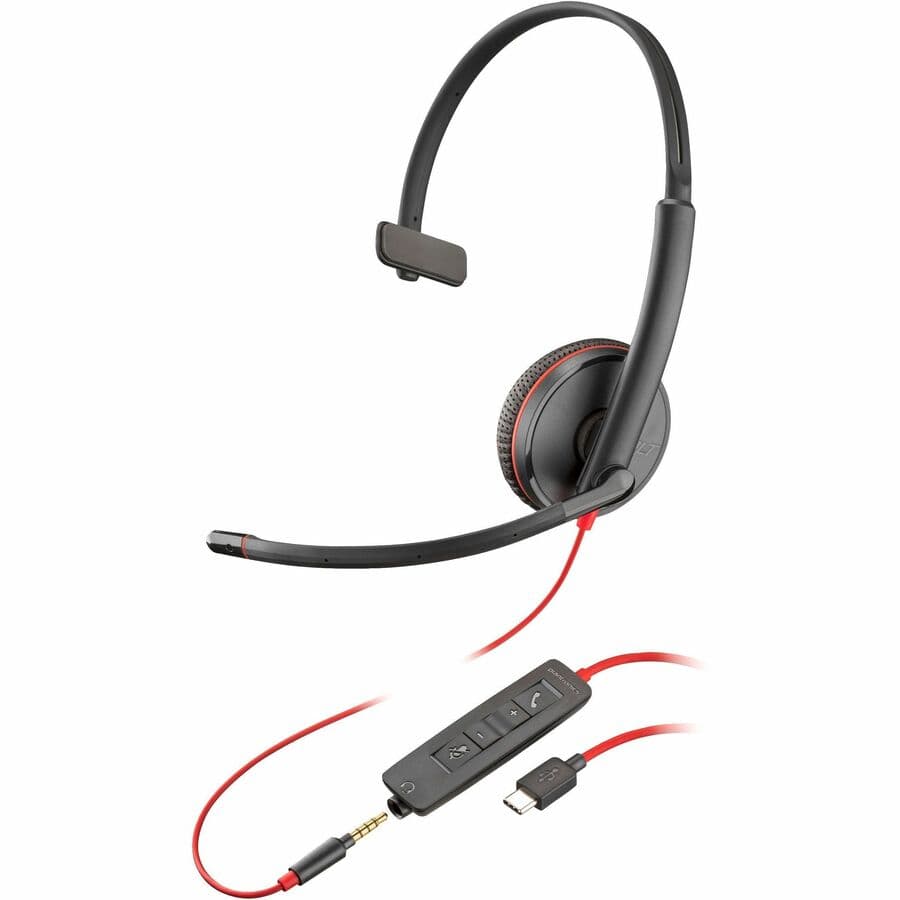 Poly Blackwire 3215 USB-C/A TAA Wired Mono Headset | UC, Enterprise