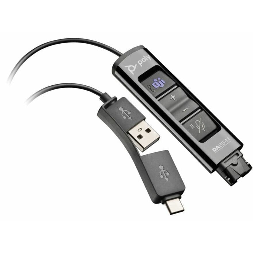 Poly DA85-M headset adapter with USB-C connectivity for enterprise UC deployments