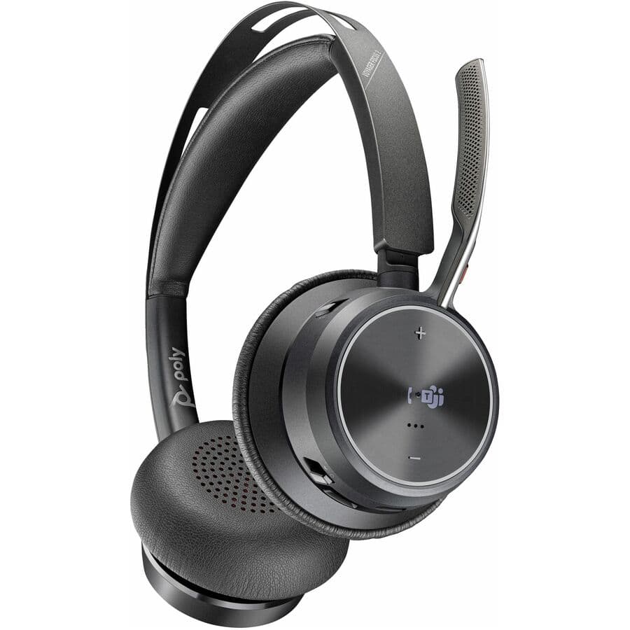 Poly Voyager Focus 2 UC wireless binaural headset with active noise cancellation and USB-A connectivity