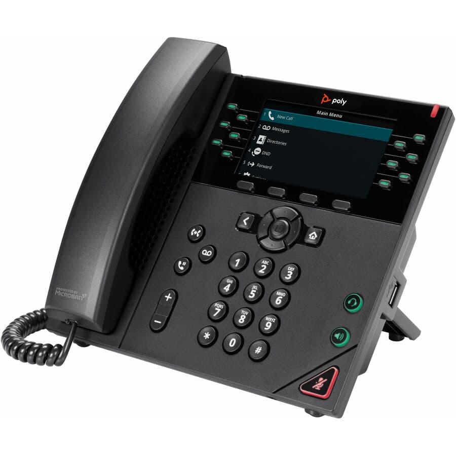 Poly VVX 450 12-line IP desk phone with color display and PoE support