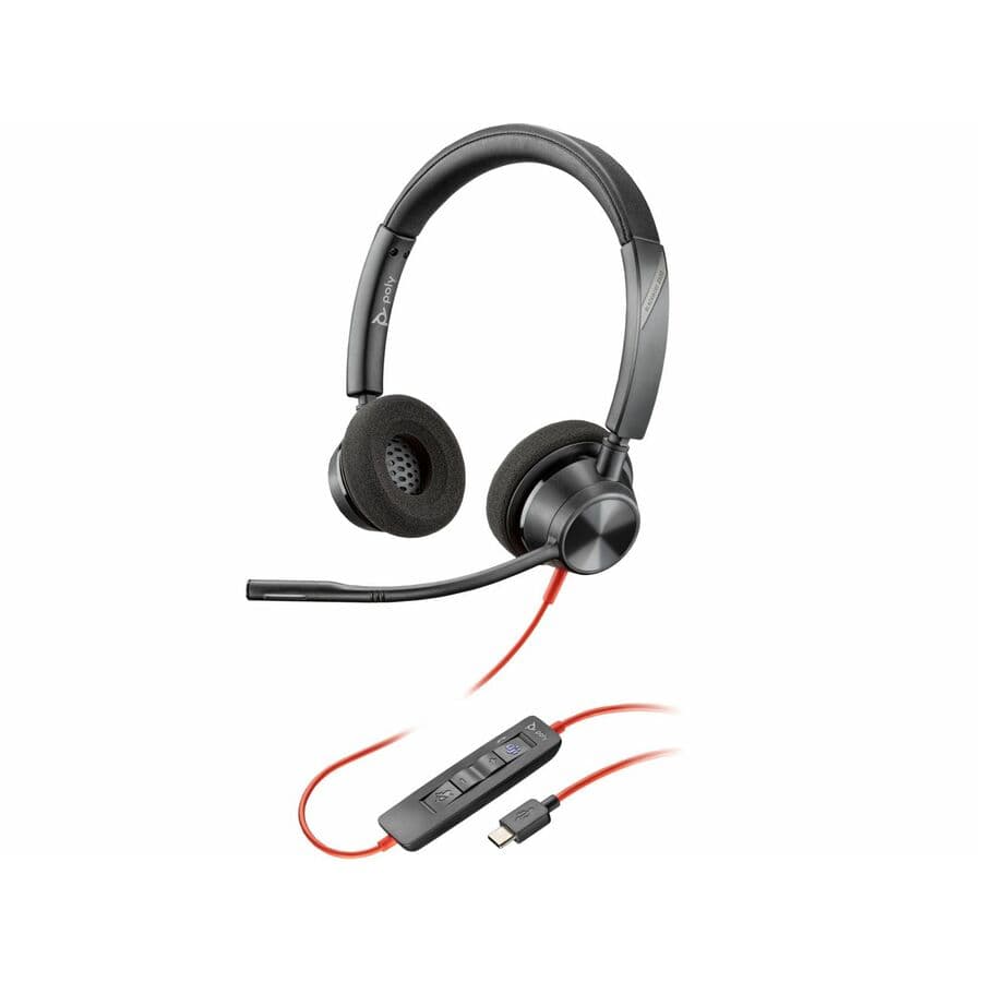 Poly Blackwire 3320 Microsoft Teams certified USB-C wired stereo headset with boom microphone