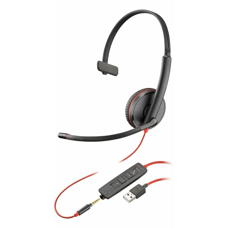 HP POLY HEADSETS POLY BLACKWIRE 3215 MONAURAL USB-A HEADSET TAA-US view 2