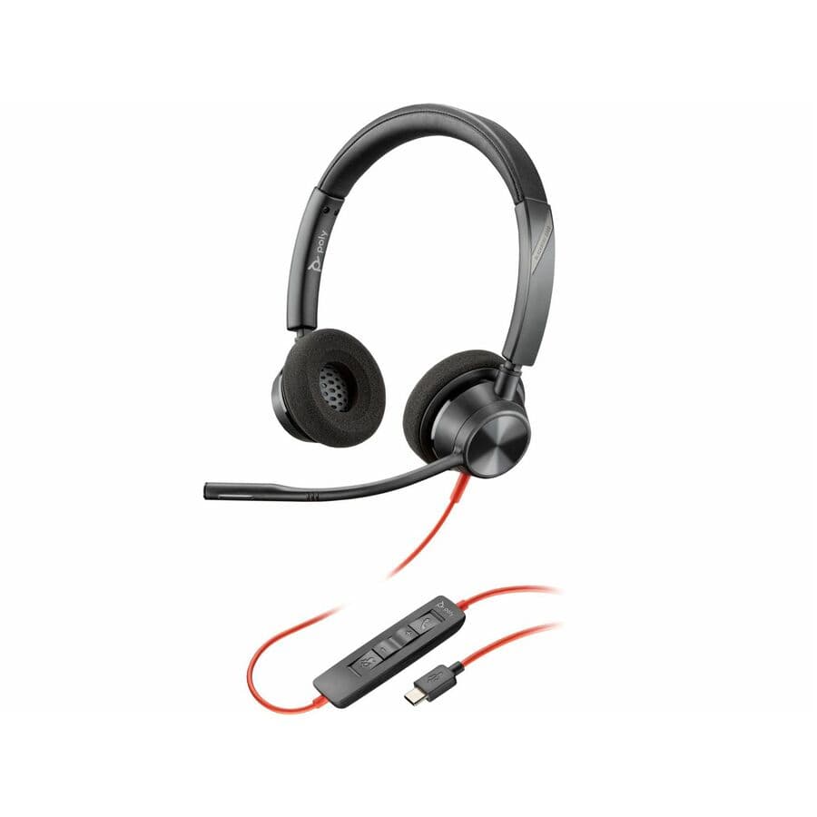 Poly Blackwire 3320 wired USB-C and USB-A headset with boom microphone