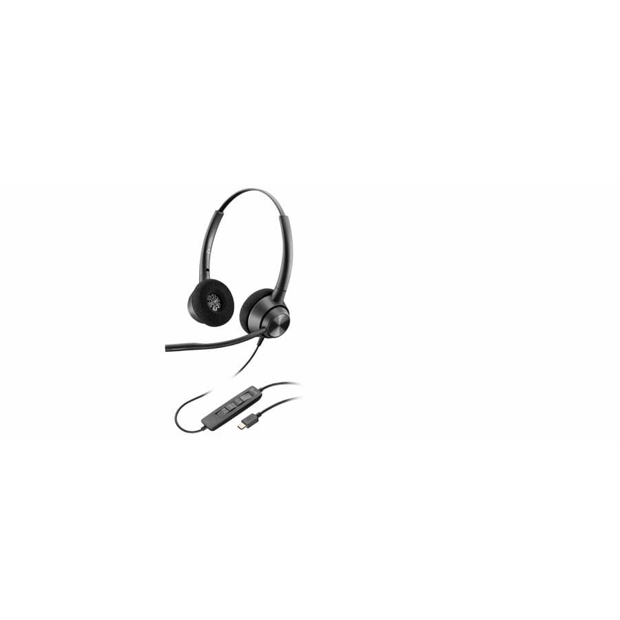 Poly EncorePro 320 stereo USB-A wired headset with over-the-head design and boom microphone