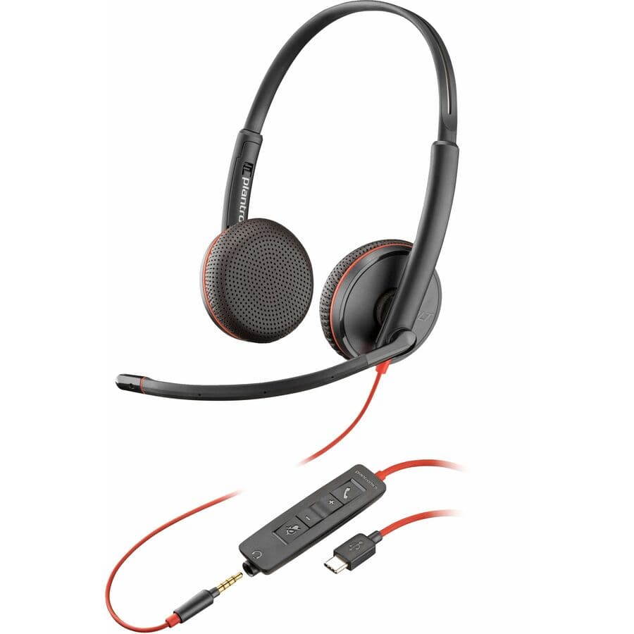 HP POLY HEADSETS POLY BLACKWIRE 3225 STEREO HS +USB-C/A TAA view 3