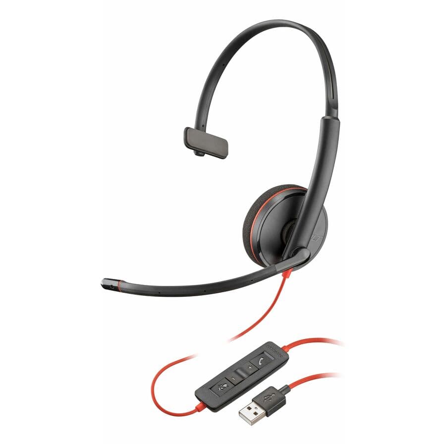 Poly BW3210 wired USB-A headset in bulk TAA packaging for enterprise UC deployment