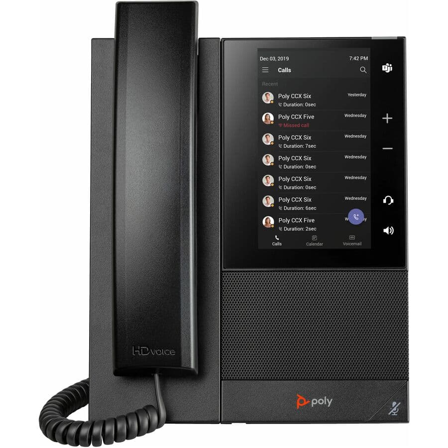 Poly CCX 500 business desk phone with PoE-E power for Microsoft calling environments