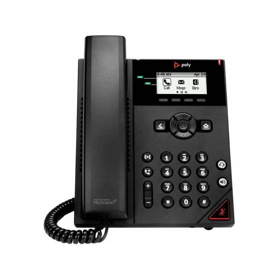Poly VVX 150 2-line PoE desk phone with included power supply, black