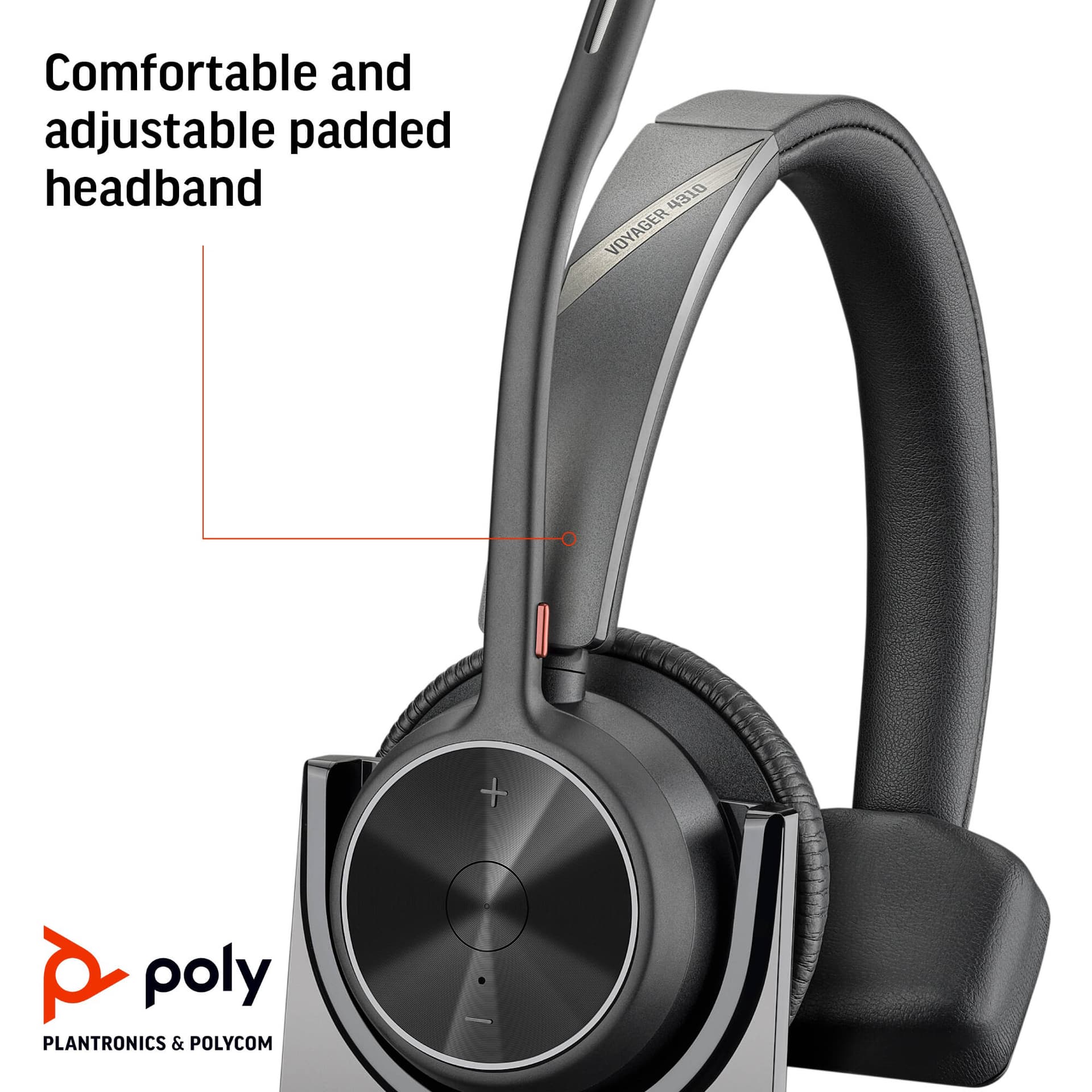 Poly Voyager 4310 UC wireless single-ear on-ear headset with boom microphone