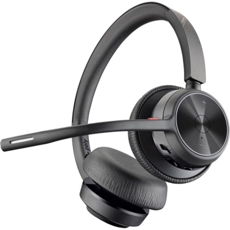 Poly Voyager 4320 UC wireless binaural headset with boom microphone and USB-C charging