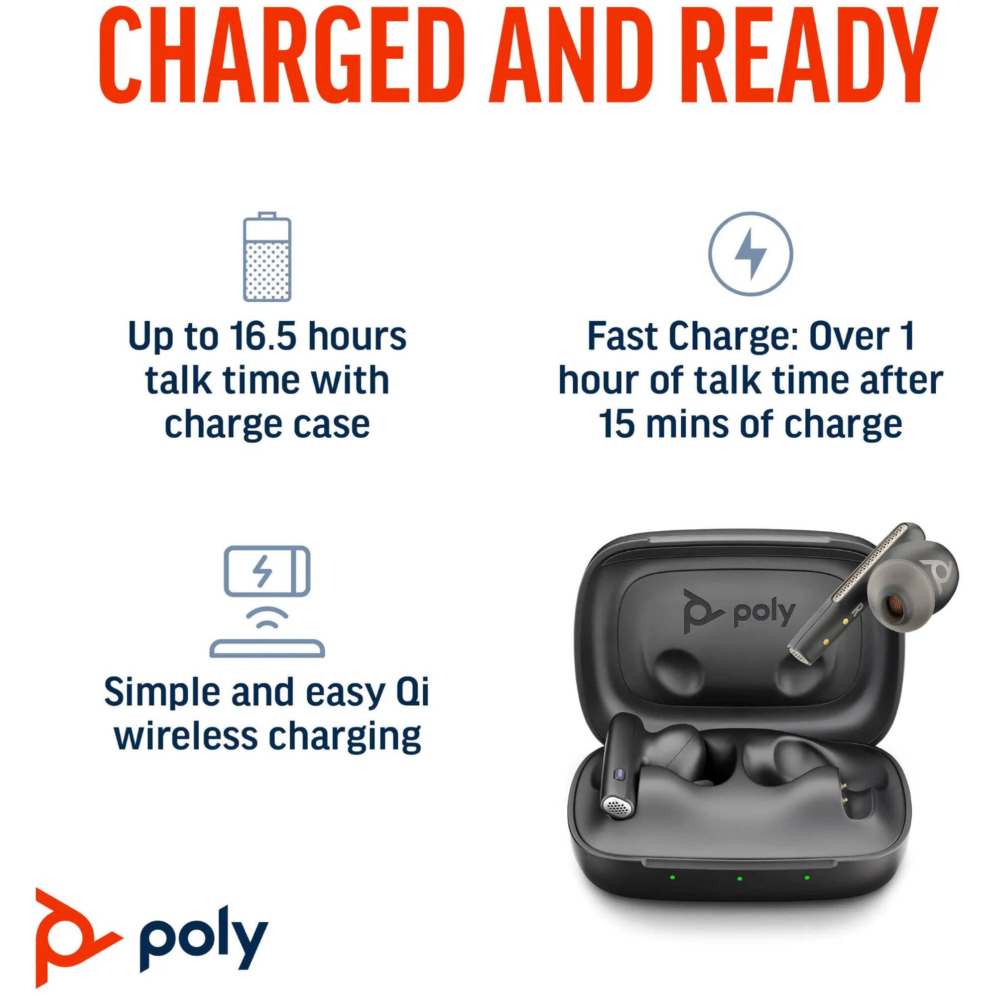 Poly Voyager Free 60 UC carbon black true wireless earbuds with BT700 USB-C adapter