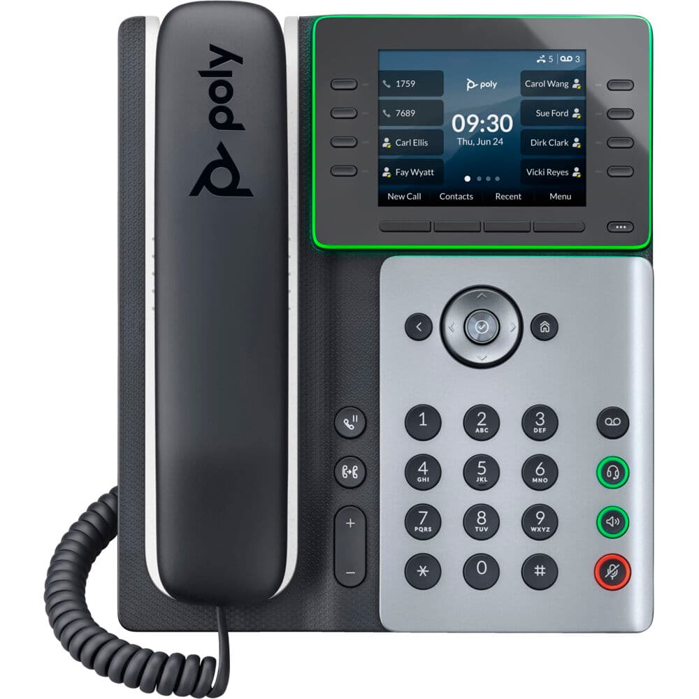 Poly Edge E320 IP phone in black with color display for PoE-powered business calling