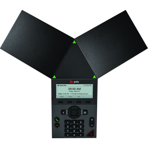 Poly Trio 8300 IP conference phone with PoE-E wired deployment and no radio design