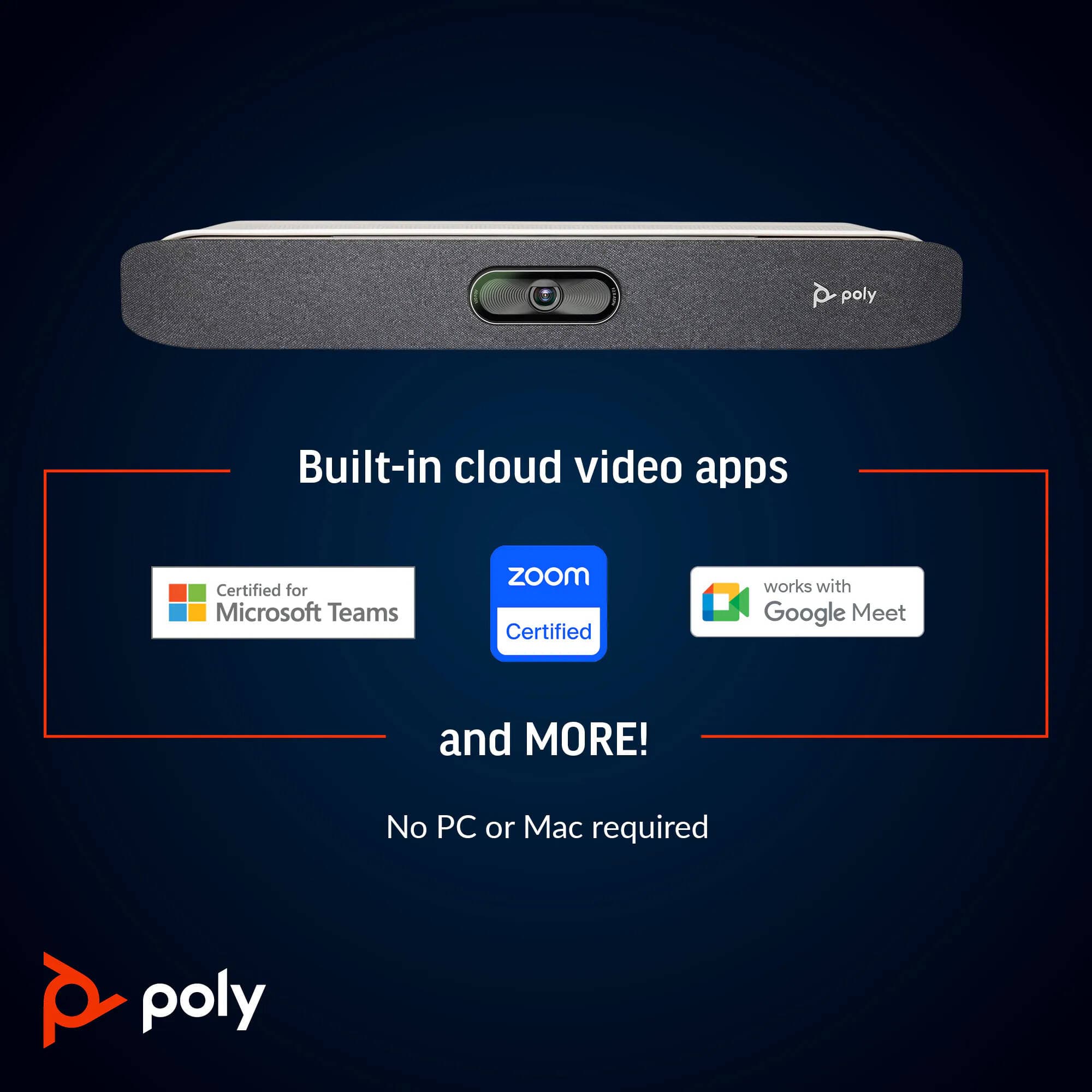 Poly Studio X30 compact all-in-one video bar for small huddle rooms
