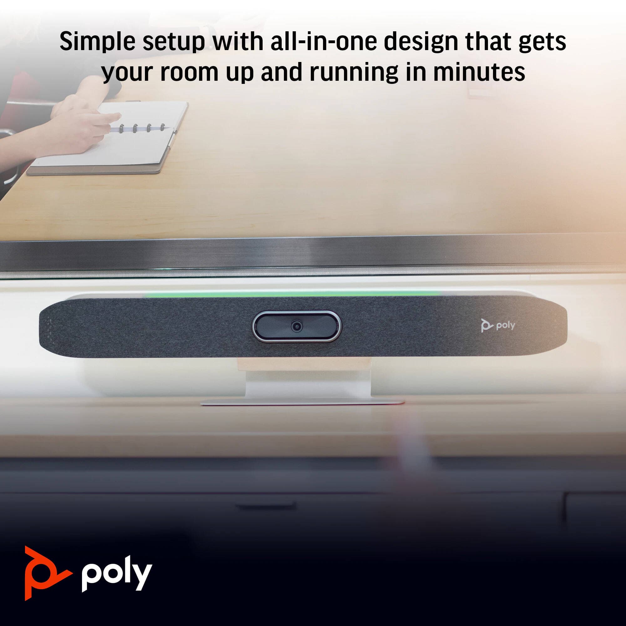 Poly Studio X50 all-in-one video bar for medium conference rooms