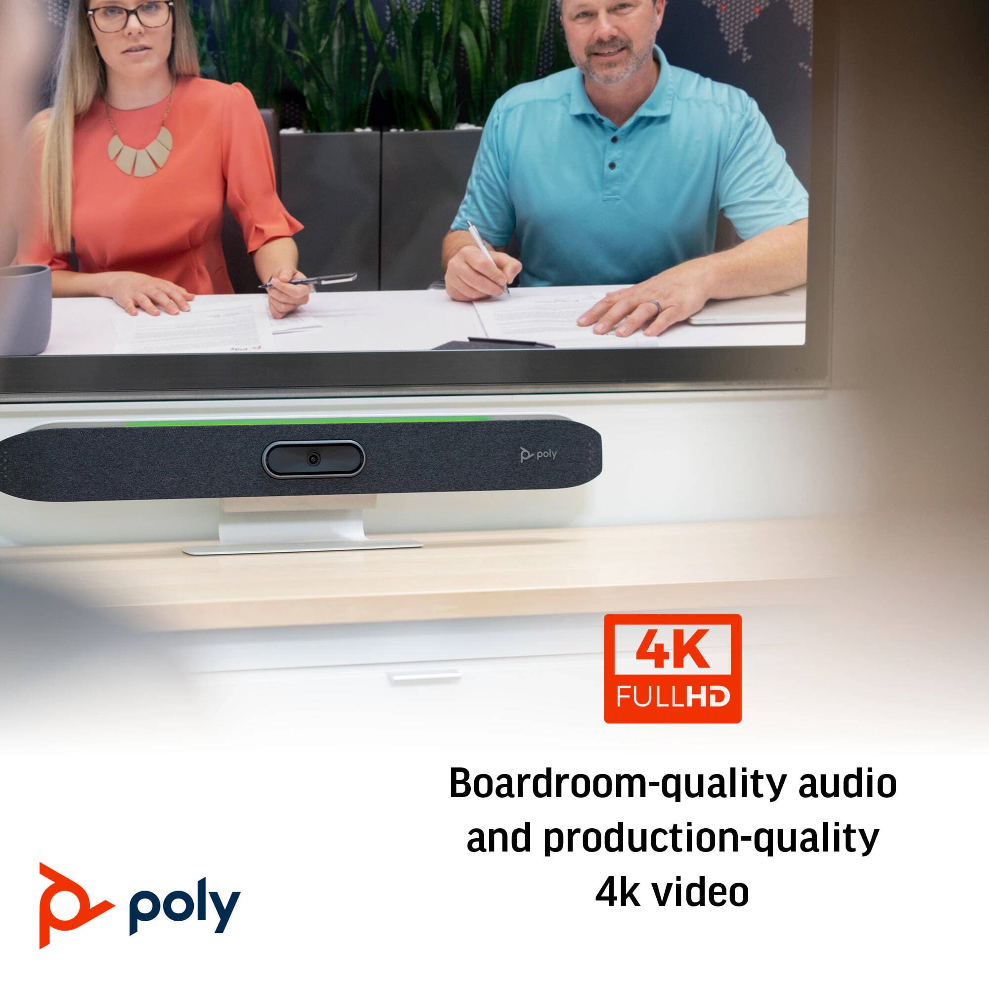 Poly Studio X50 all-in-one video bar for medium conference rooms