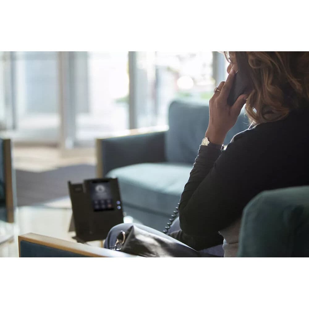 Poly CCX 400 BMP MS PoE-e business media phone for Microsoft Teams on a desk