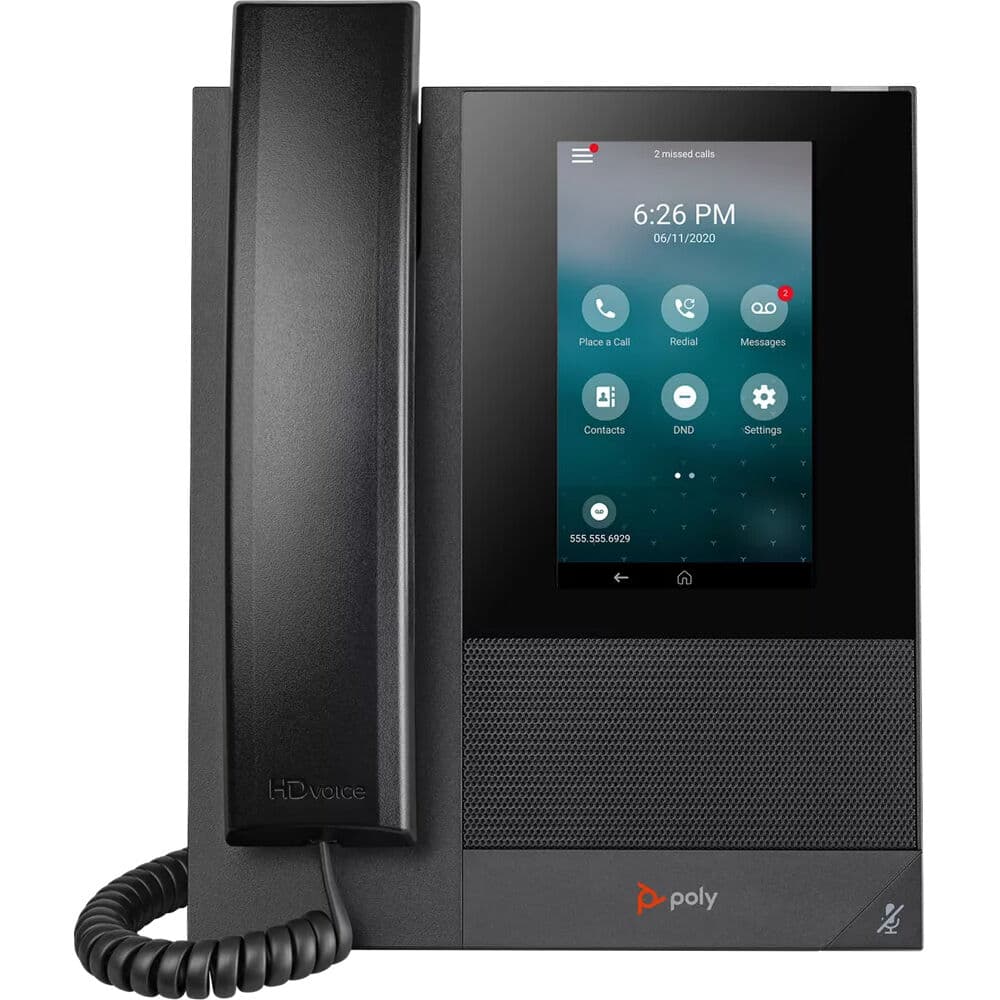 Poly CCX 400 BMP SIP PoE-e business media desk phone with compact color touchscreen