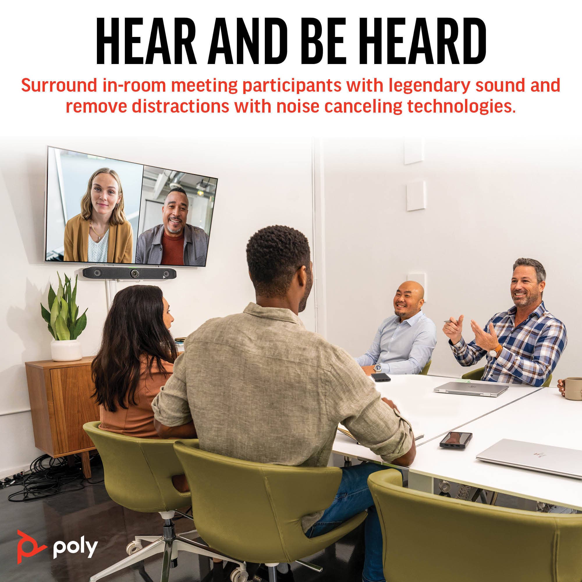 Poly Studio X52 all-in-one video bar for enterprise conference rooms