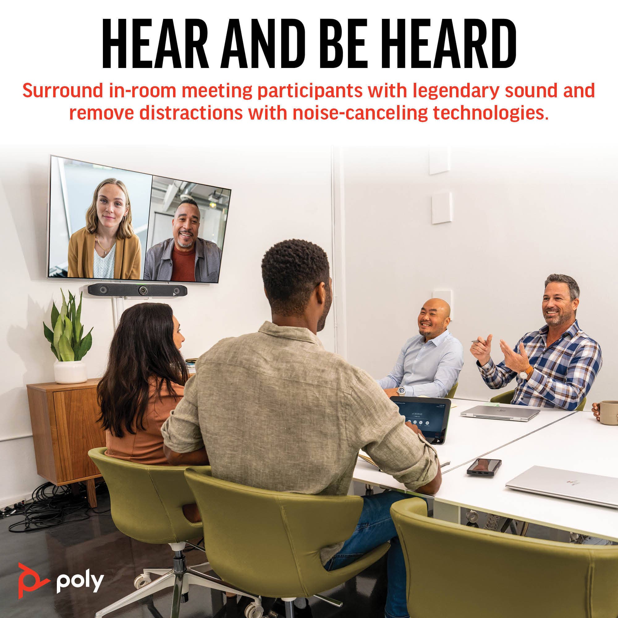 Poly Studio X52 video bar kit with TC10 controller for enterprise meeting rooms