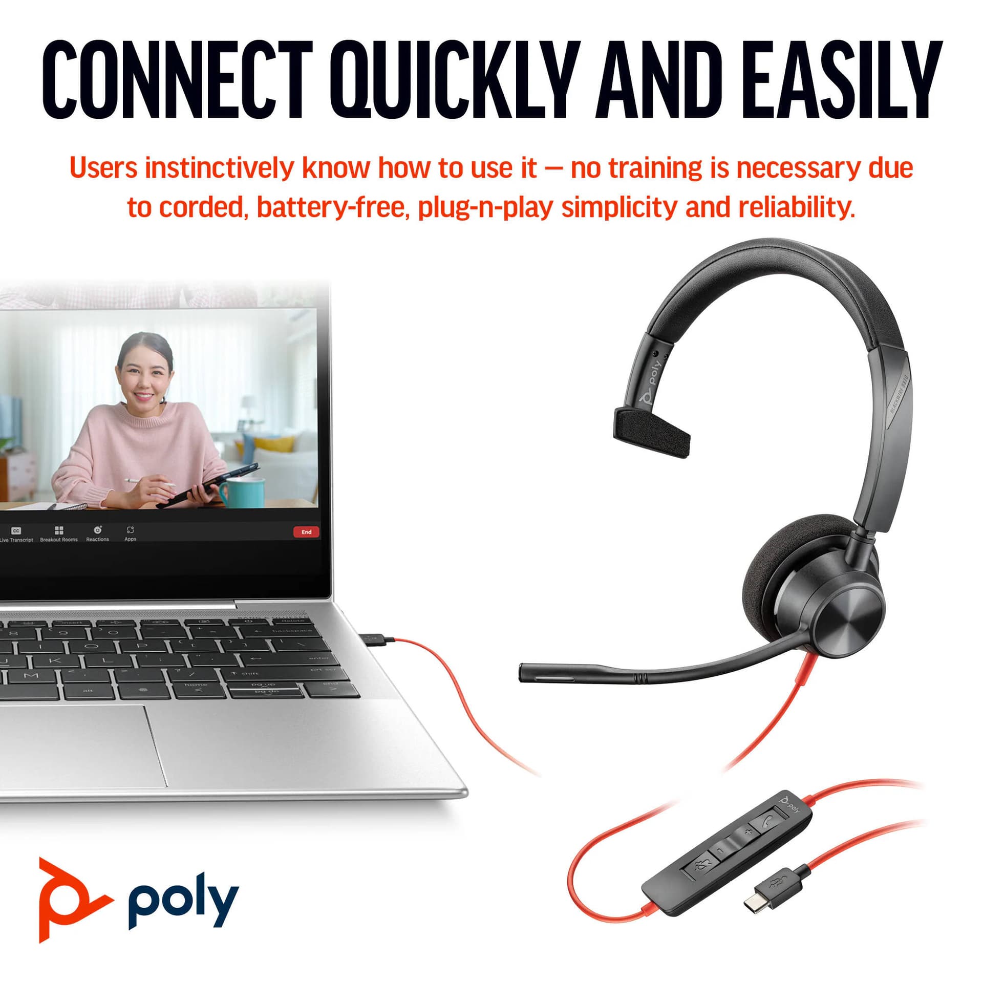 HP POLY HEADSETS POLY BW 3310-M USB-C HS USB-C/A +USB-C/A view 2