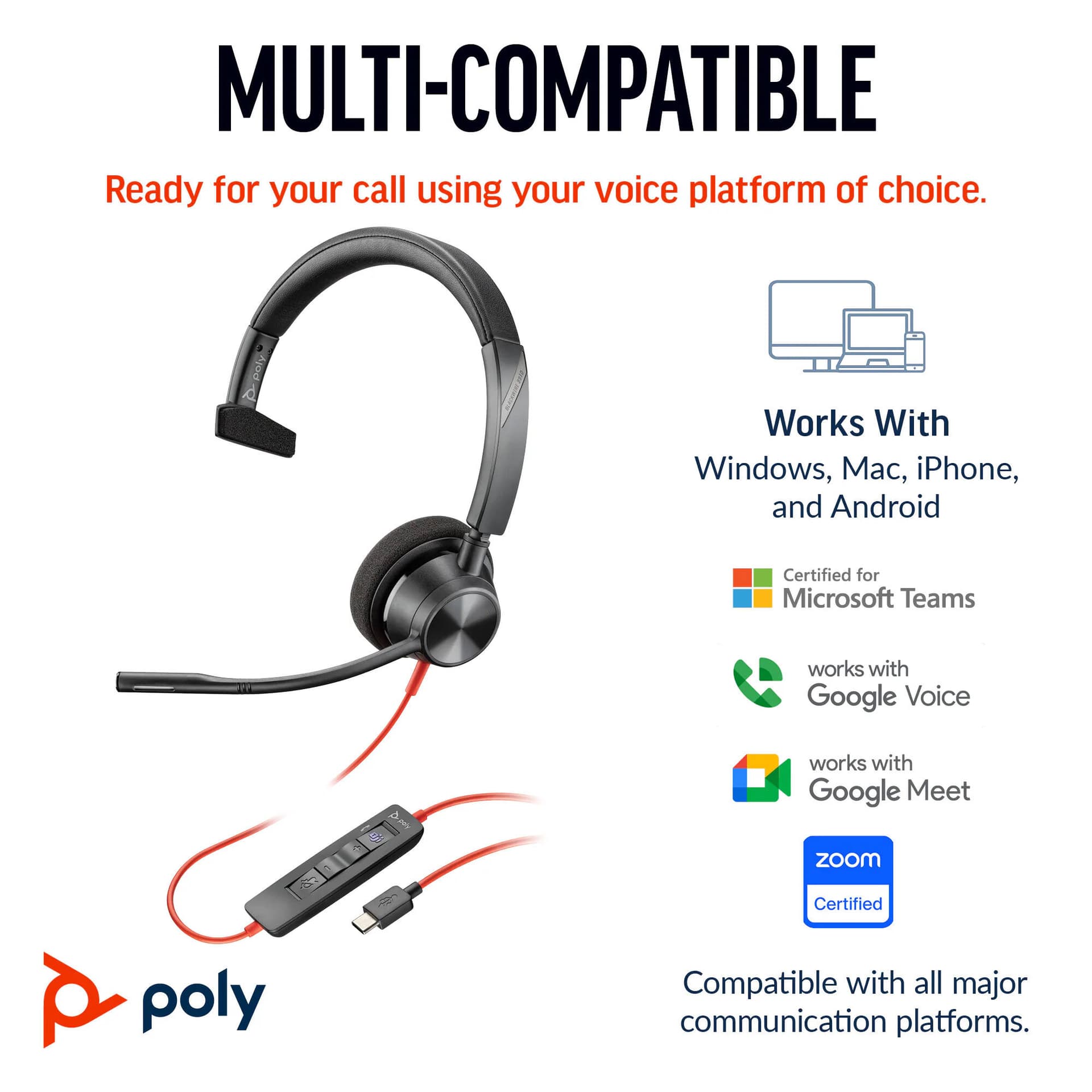 HP POLY HEADSETS POLY BW 3310-M USB-C HS USB-C/A +USB-C/A view 5