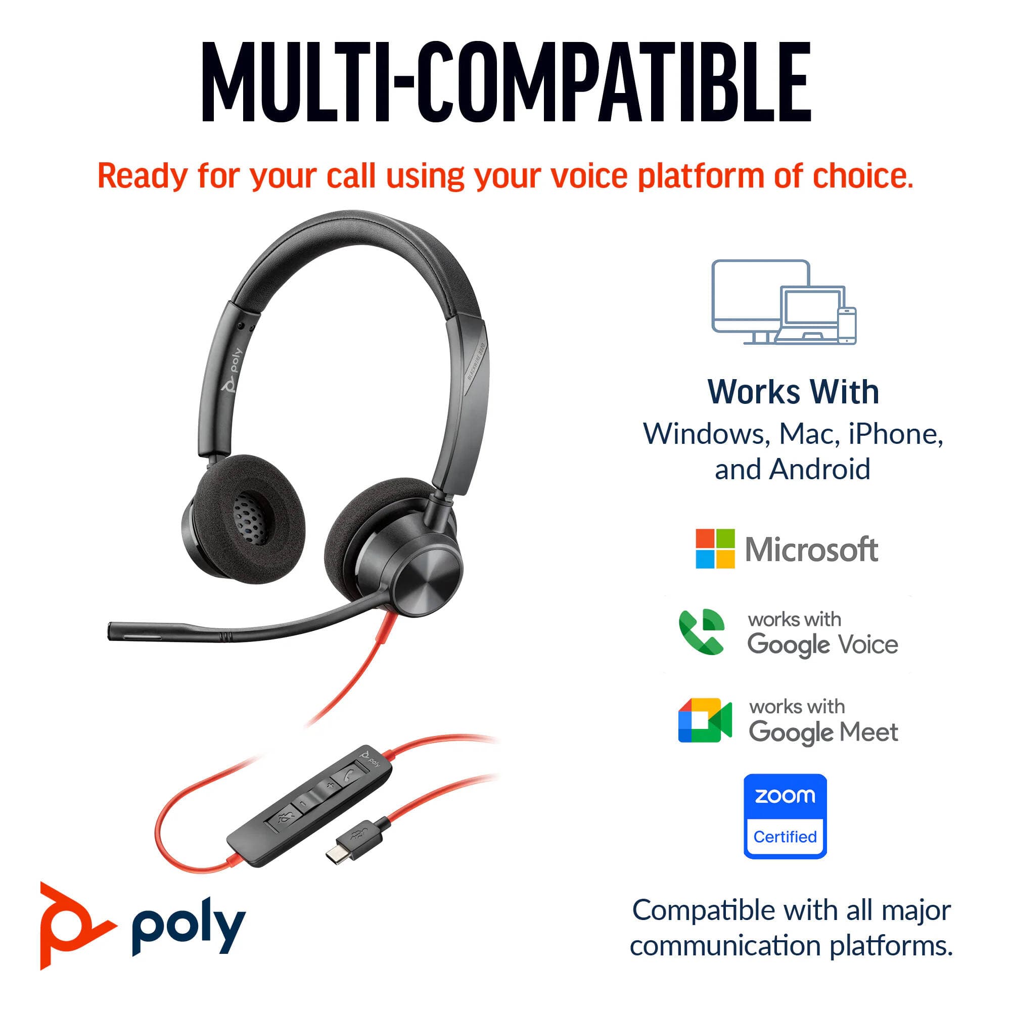 HP POLY HEADSETS POLY BW 3320 USB-C HS USB-C/A +USB-C/A view 2