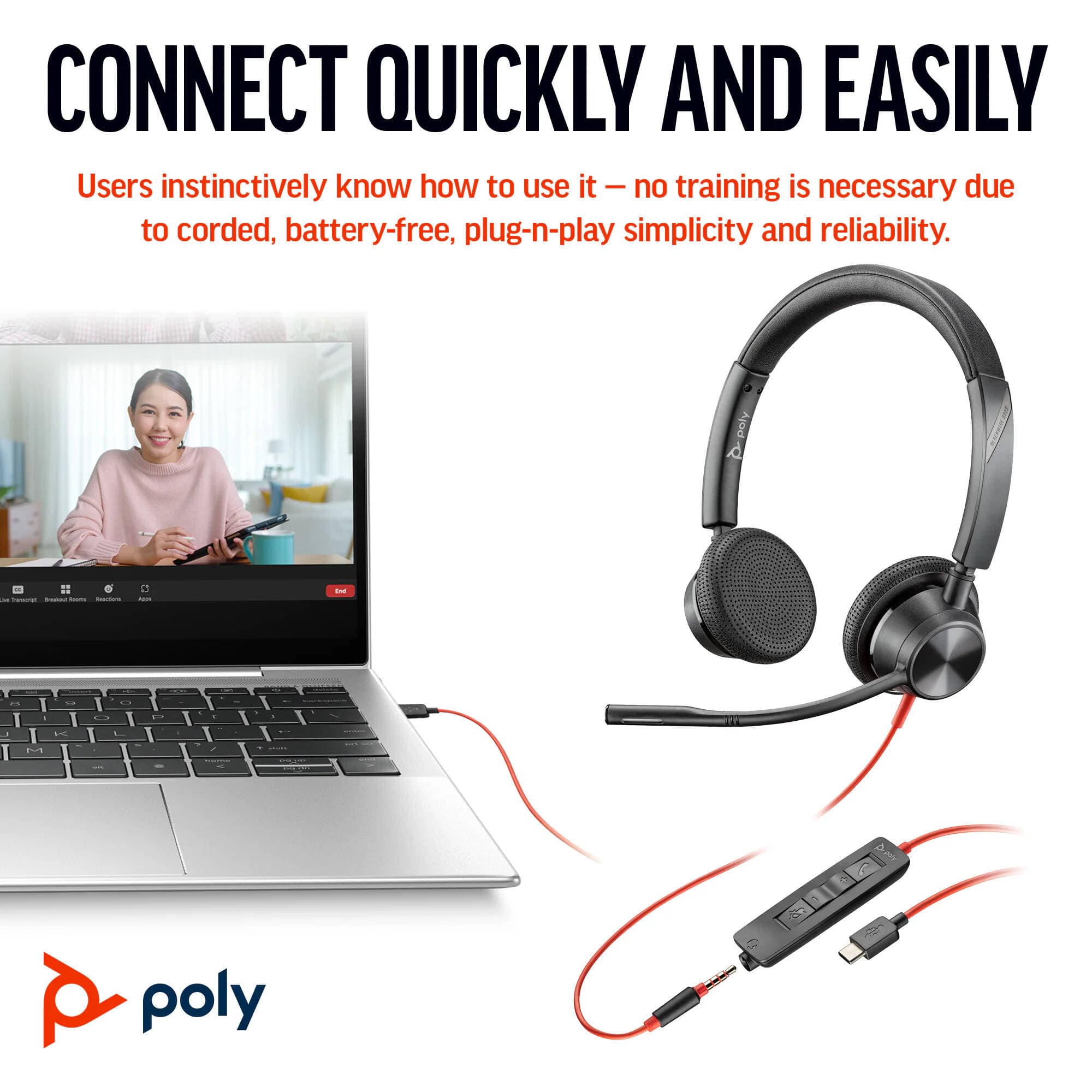 HP POLY HEADSETS POLY BW 3325-M USB-C HS USB-C/A +USB-C/A view 2
