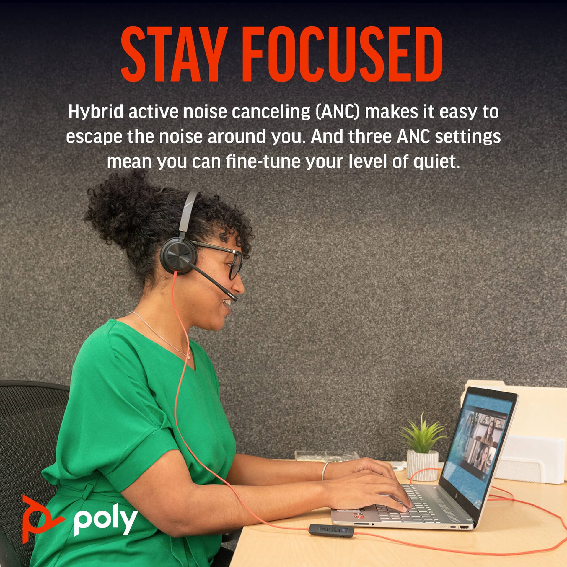 Poly Blackwire 8225 stereo USB-C headset with boom microphone and Microsoft Teams certification