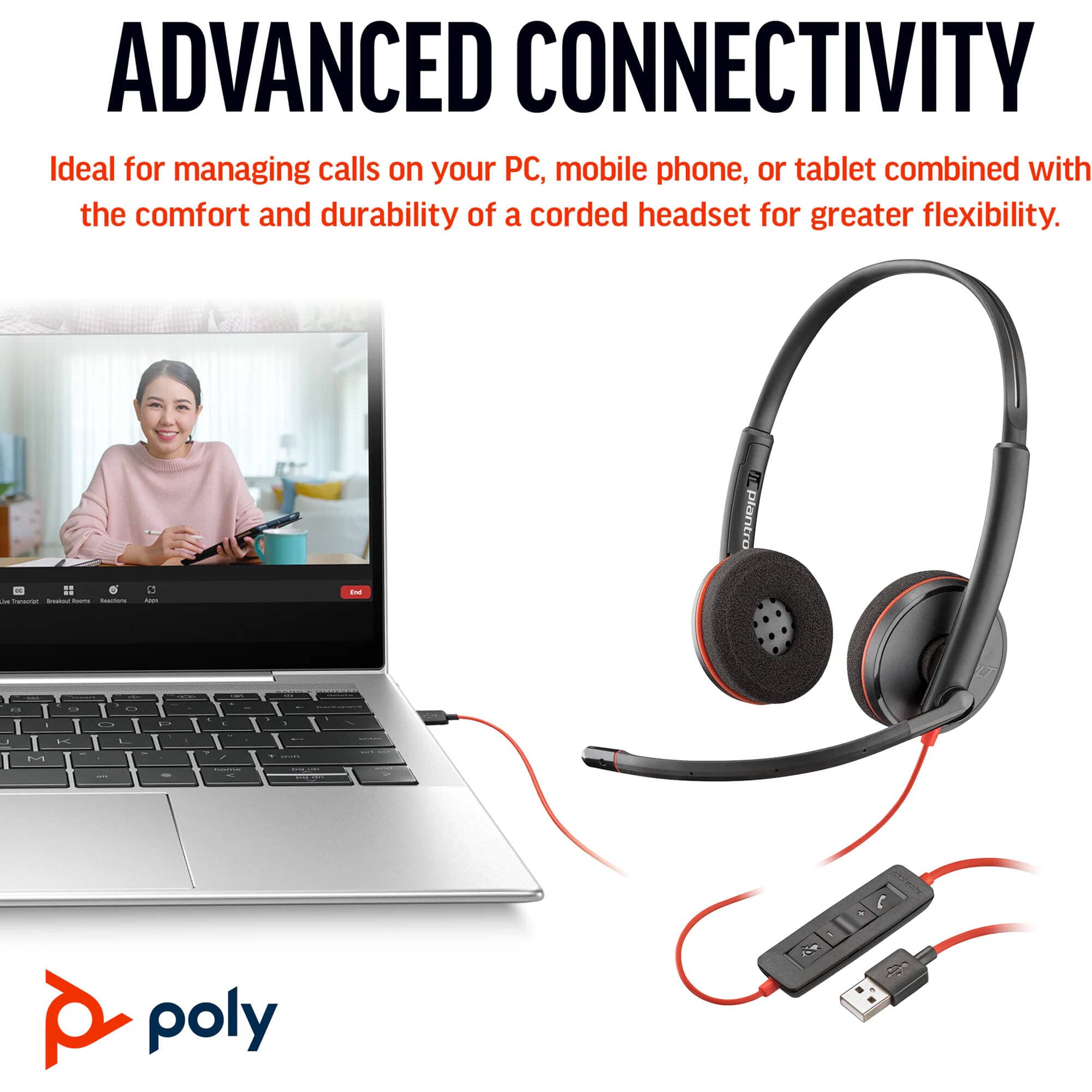 Poly BW 3220 Stereo USB-C HS + view 3