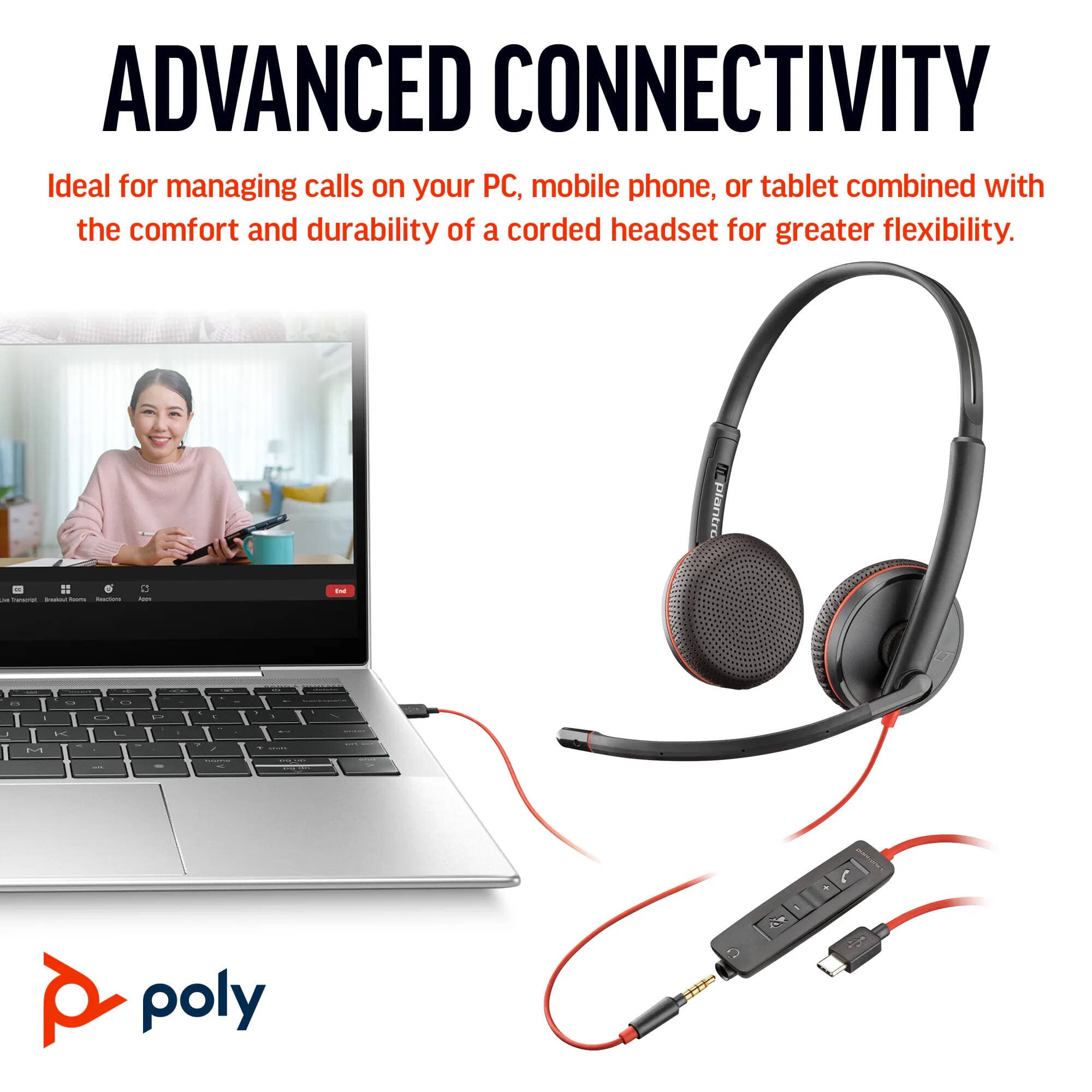 HP POLY HEADSETS POLY BW 3225 USB-C HS 3.5MMP USB-C/A view 2