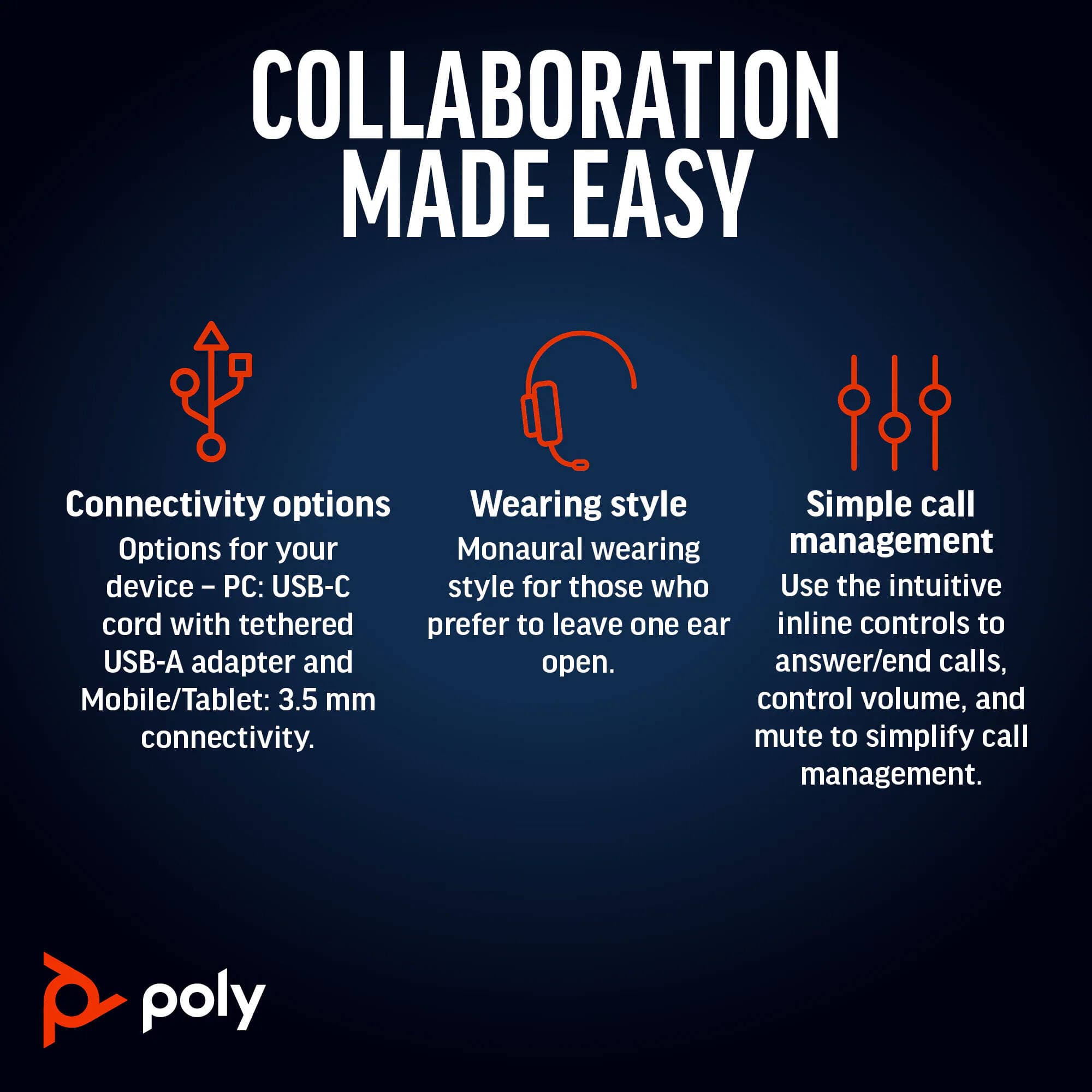 HP POLY HEADSETS POLY BW 5220 USB-C HS 3.5MMP USB-C/A view 6