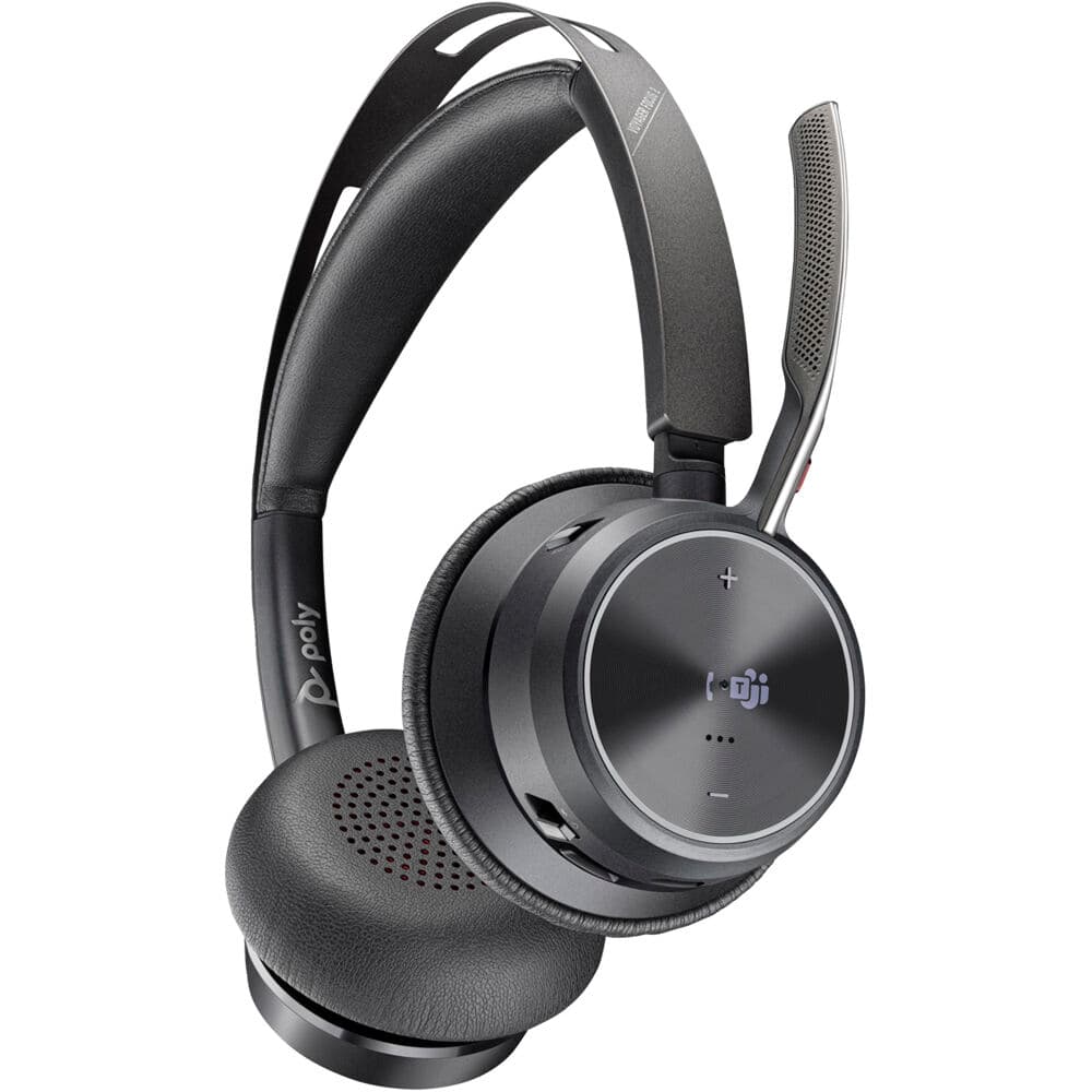 Poly Voyager Focus 2 headset bundle with USB-C and USB-A connectivity plus charging support