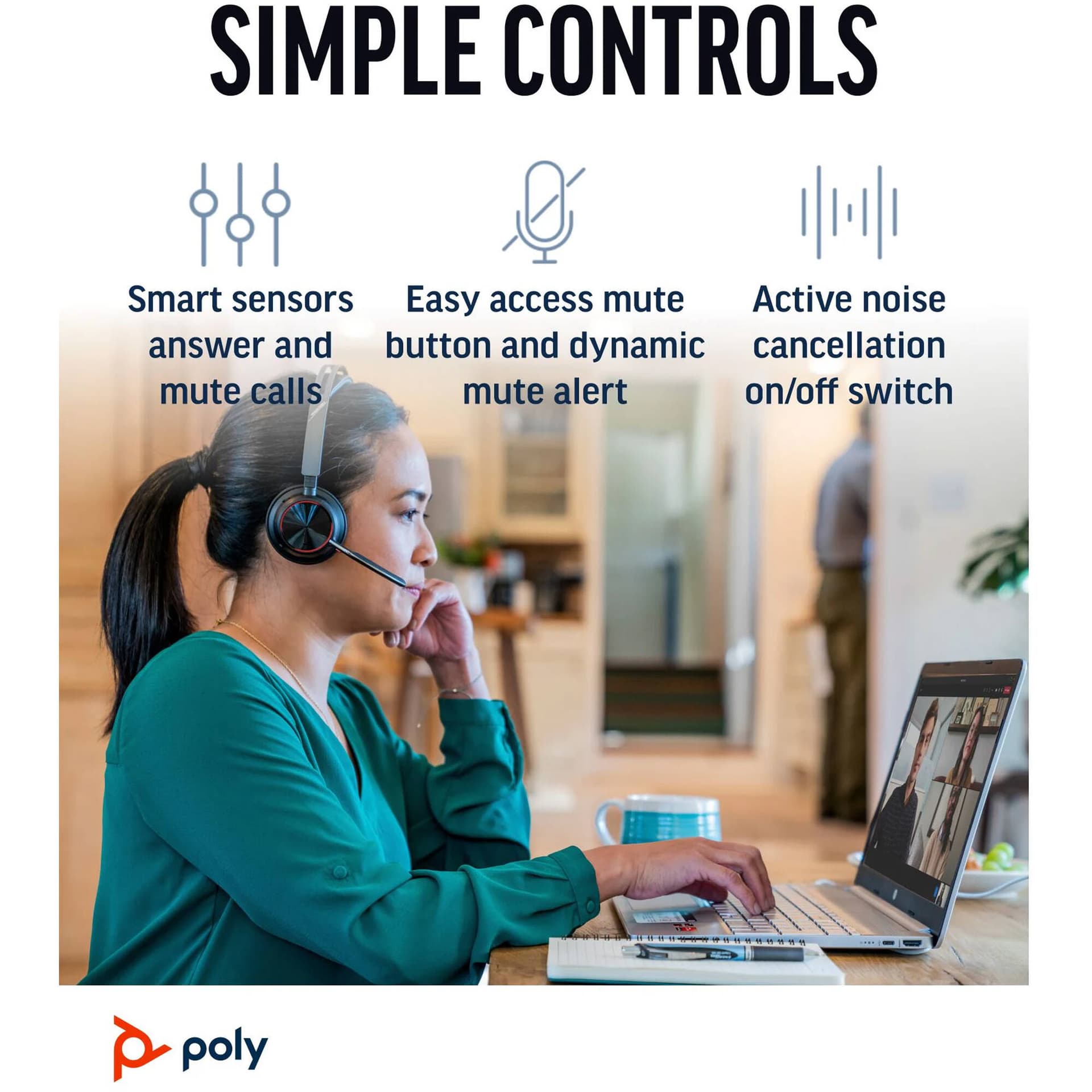 Poly Voyager Focus 2 headset bundle with USB-C and USB-A connectivity plus charging support