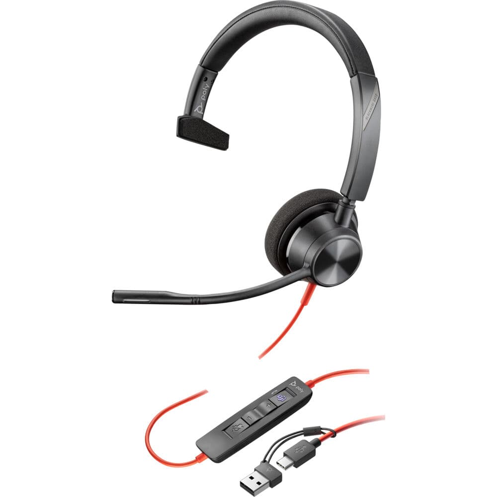 Poly BW3315 USB-C Headset | Wired UC Headset, 3.5 mm